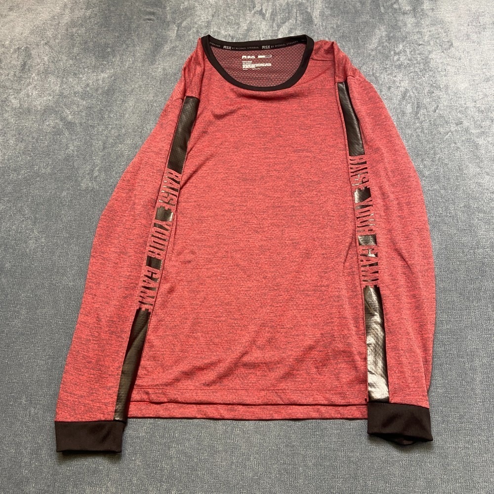 MSX By Michael Strahan Knit Raise Your Game Shirt XL Heather Red Long Sleeve